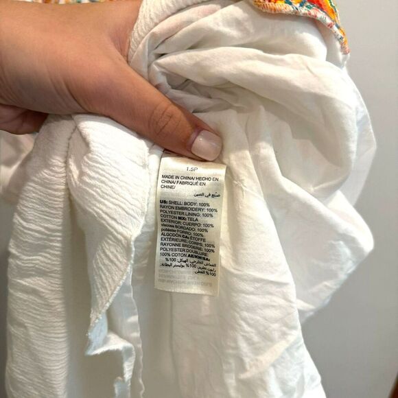 Chico's Womens Ivory Midi Tank Dress M 1.5P Embroidered Trim Pullover Sleeveless - Picture 6 of 8